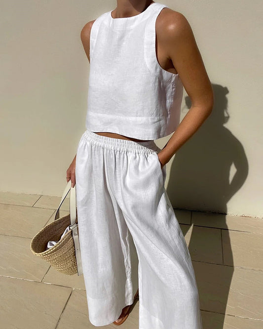 Tweedelige Dames Set Linnen Zomerlook Elegant – Seralyn