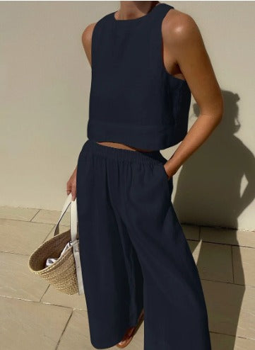Tweedelige Dames Set Linnen Zomerlook Elegant – Seralyn