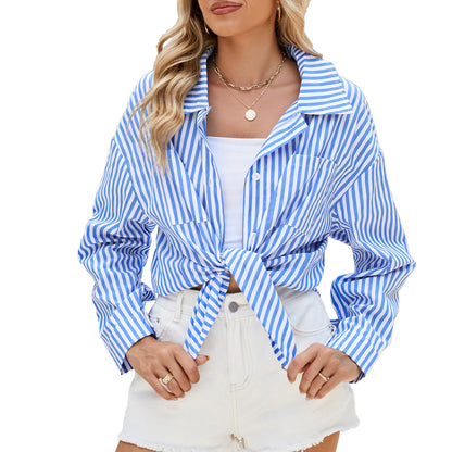 Losse Gestreepte Shirt Met Knopen Voor Vrouwen – Abby