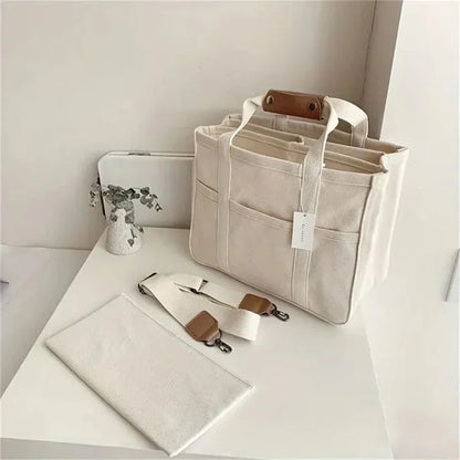 Canvas shopper tas voor dames met ruimte – Solari
