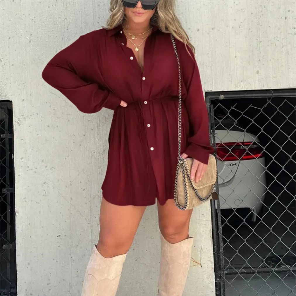 Blousejurk met ingebouwde short en ceintuur dames – Marisse