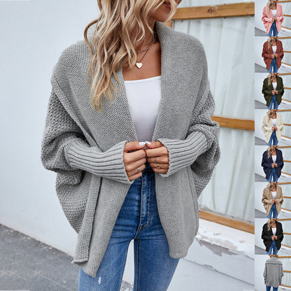 Knitted Cardigan Met Grote Kraag Voor Winter - Sara
