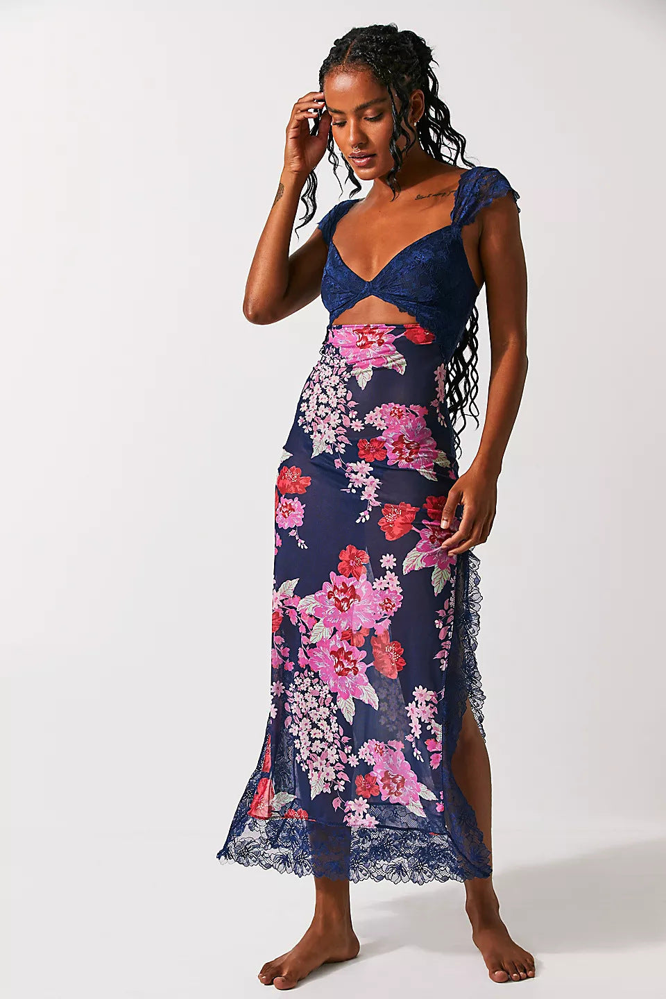 Zomerjurk Kant Midi Elegant Statement Look – Lysanne