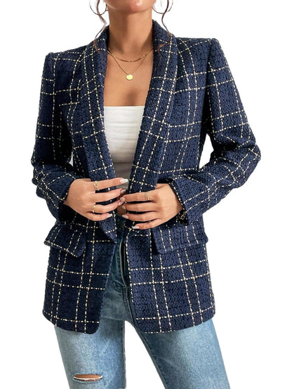 Geruite damesblazer voor elegante stijl en comfort – Clara