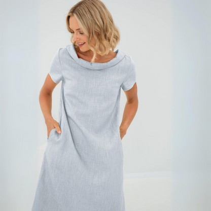 Linnen Katoenen Jurk Dames Elegant Tijdloos – Alina