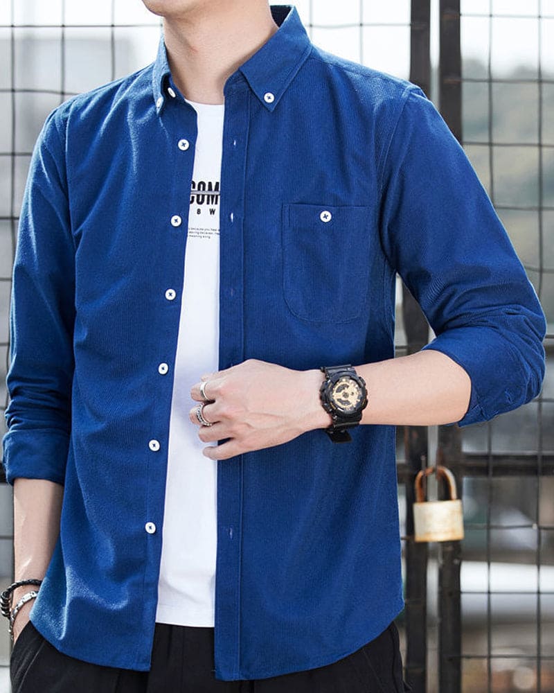 Heren Corduroy Overhemd Lange Mouwen Casual Stijl - Mark