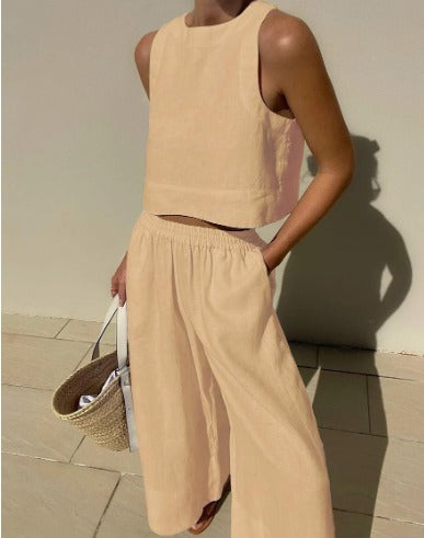 Tweedelige Dames Set Linnen Zomerlook Elegant – Seralyn