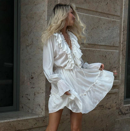 Elegante Korte Jurk Met Flare Mouwen - Anne