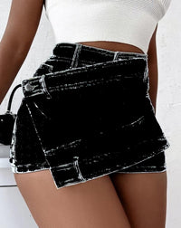 Hoge Taille Denim Skort Met Stijlvolle Details – Sophie