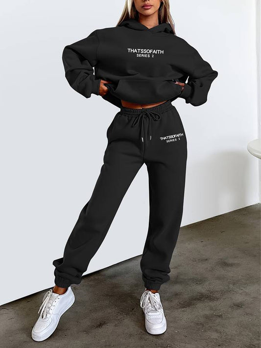 Comfortabele Polyester Joggingpak en Hoodie Set - Eline