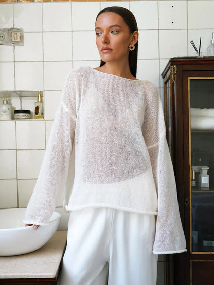 Oversized gehaakte trui met holo-effect voor dames – Fleur