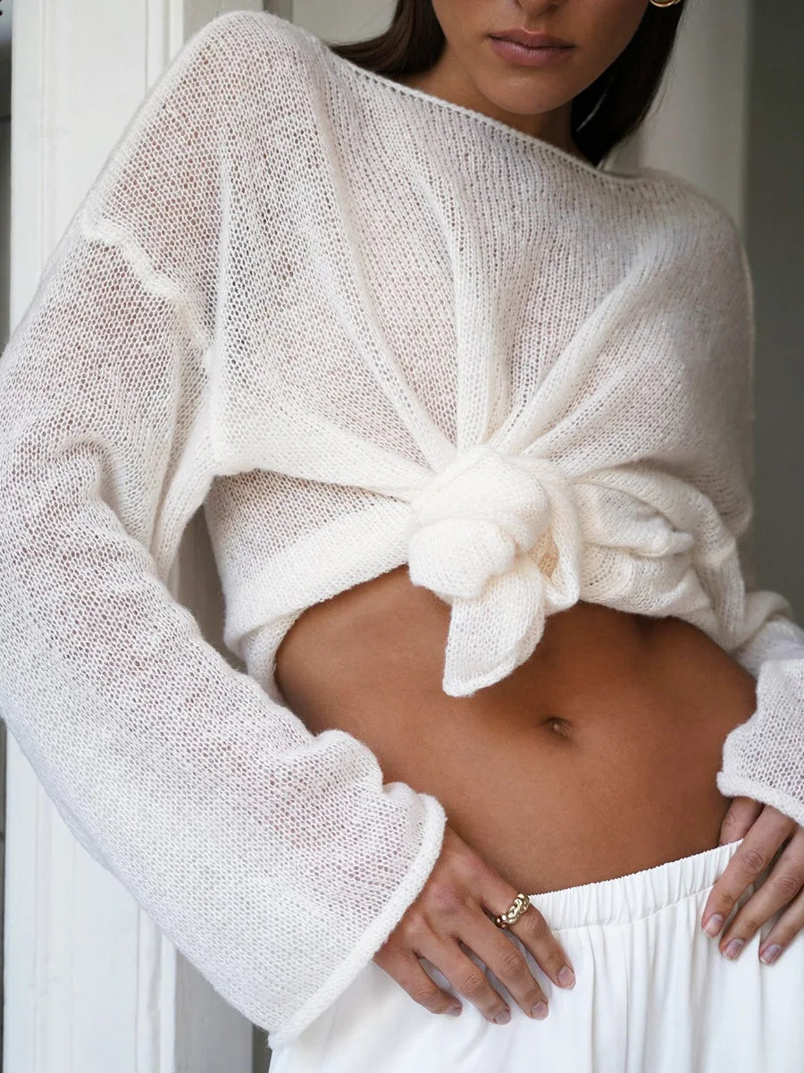 Oversized gehaakte trui met holo-effect voor dames – Fleur