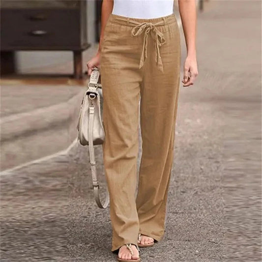 Dames Linnen Broek Elastische Taille Ademend Comfort – Valesca