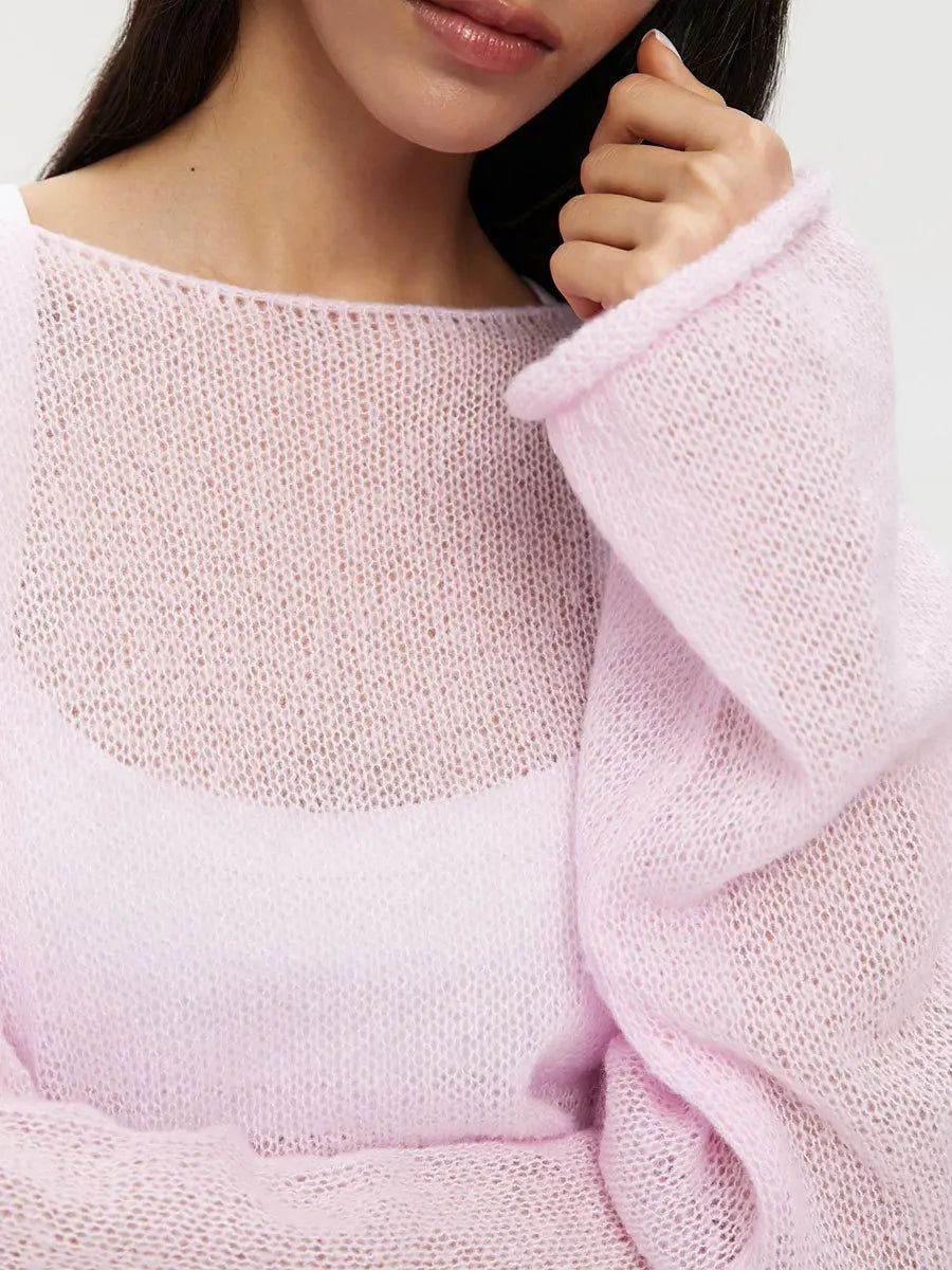 Oversized gehaakte trui met holo-effect voor dames – Fleur
