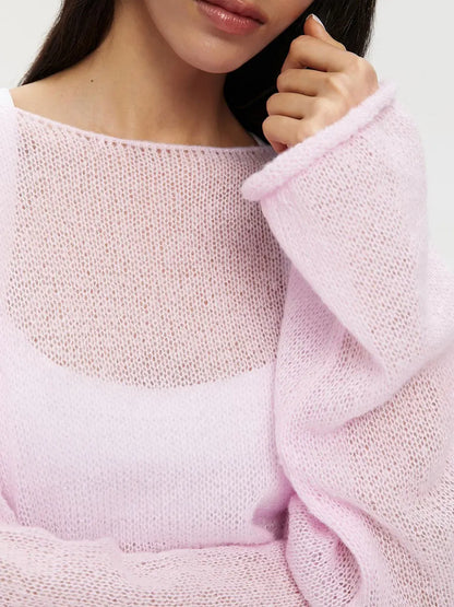 Oversized gehaakte trui met holo-effect voor dames – Fleur