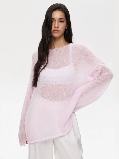 Oversized gehaakte trui met holo-effect voor dames – Fleur