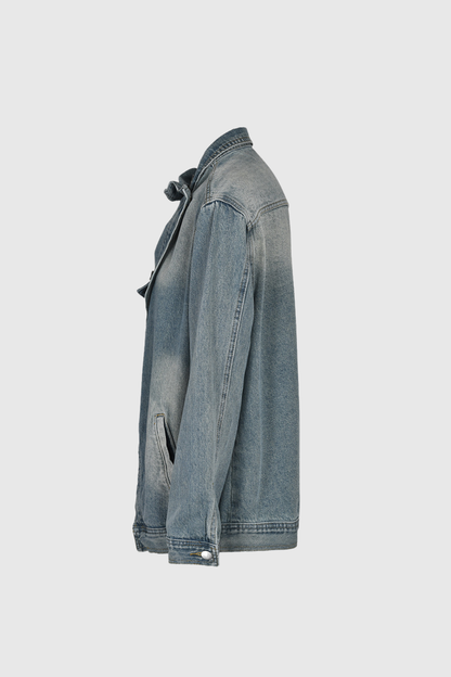 Asymmetrische Oversized Spijkerjas - Vivid Twist Denim Jacket