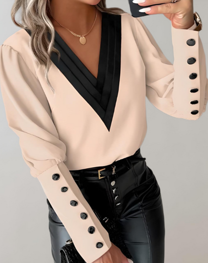 Trendy Longsleeve Top met V-Hals voor Dames – Sophie