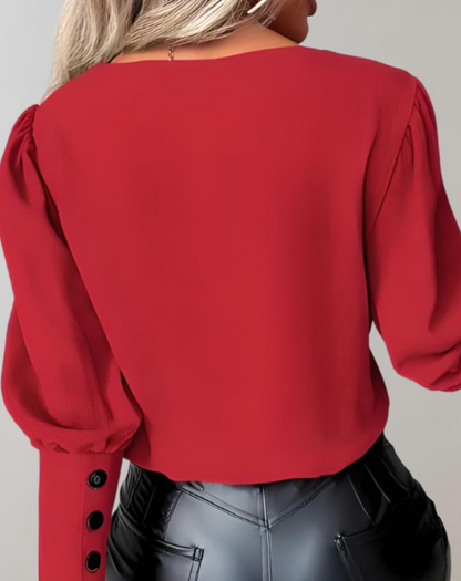 Trendy Longsleeve Top met V-Hals voor Dames – Sophie