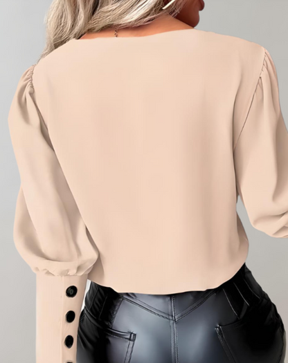 Trendy Longsleeve Top met V-Hals voor Dames – Sophie