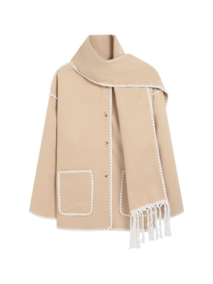 Warme Herfst-Winterjas met Afneembare Sjaal – Emma