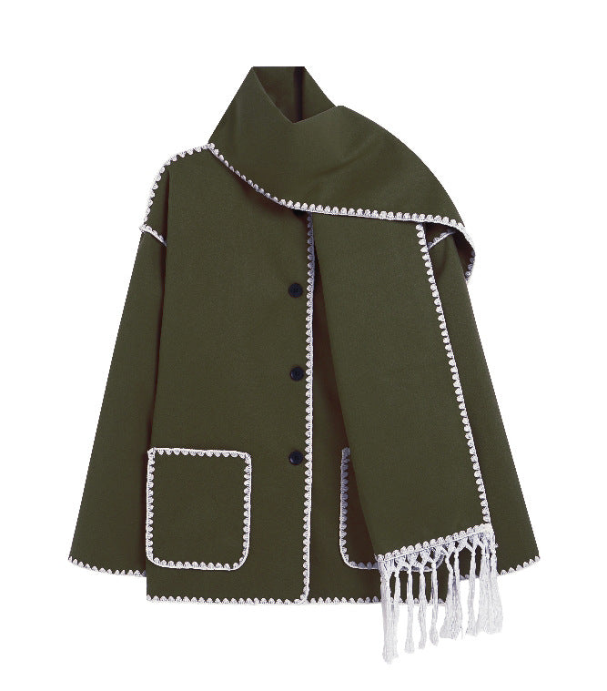 Warme Herfst-Winterjas met Afneembare Sjaal – Emma