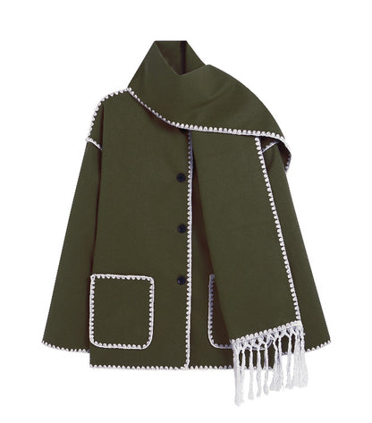 Warme Herfst-Winterjas met Afneembare Sjaal – Emma