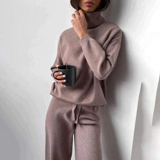 Luxe cashmere dames set met turtleneck – Amara