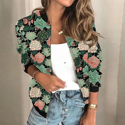Trendy spetterprint bomberjack voor dames – Lisa