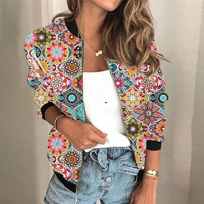 Spetterprint bomberjack voor dames – Yara