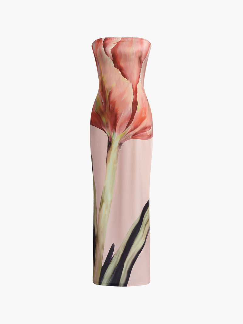 Satijnen bloemenjurk voor dames met elegante pasvorm – Liora