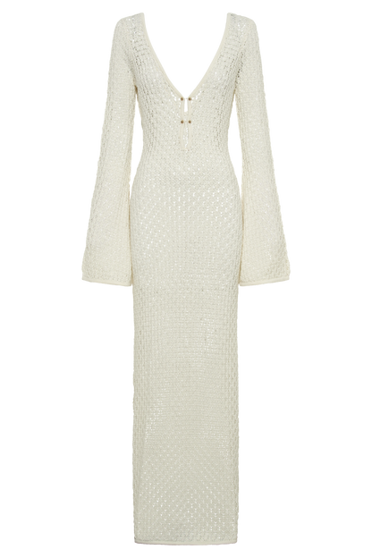 Witte zomerjurk met wijde mouwen voor dames – Elianne