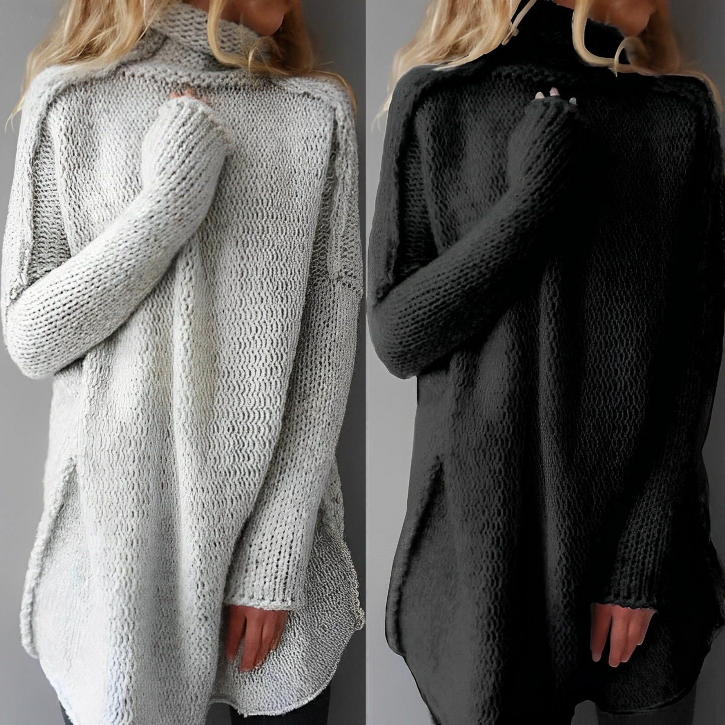Lange gebreide trui voor warmte en stijl – Noa