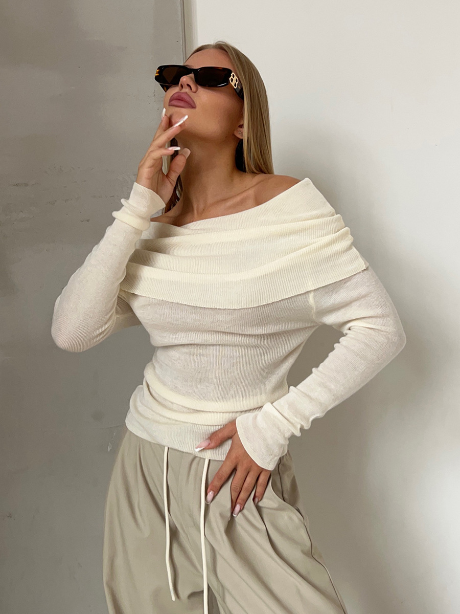 Elegante off-shoulder gebreide trui met lange mouwen – Isabella