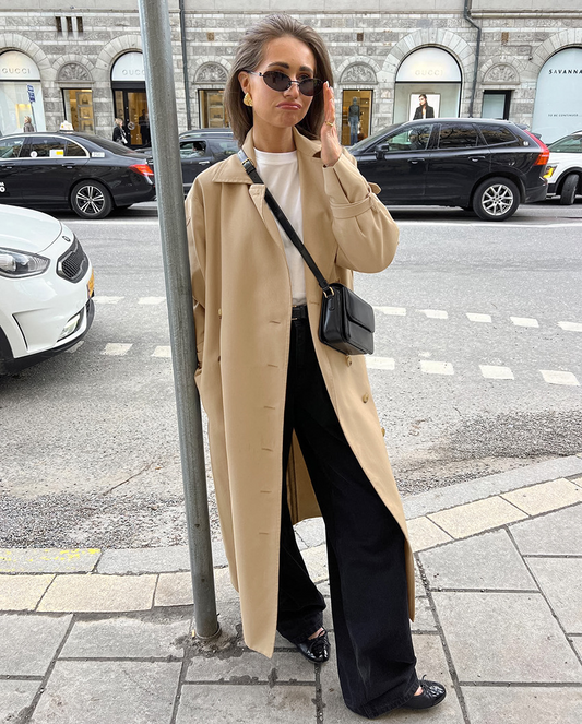 Lichtgewicht oversized trenchcoat met suède look – Olivia