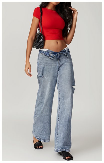 Casual cropped T-shirt met korte mouwen – Sophie