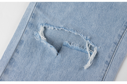 Hoge taille gescheurde rechte jeans voor dames – Sanne