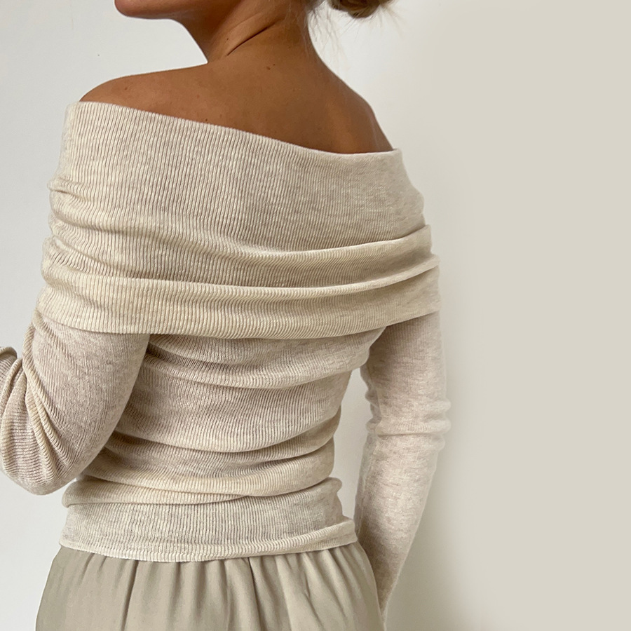 Elegante off-shoulder gebreide trui met lange mouwen – Isabella
