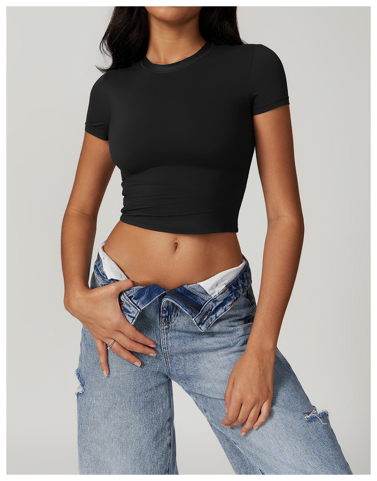 Casual cropped T-shirt met korte mouwen – Sophie