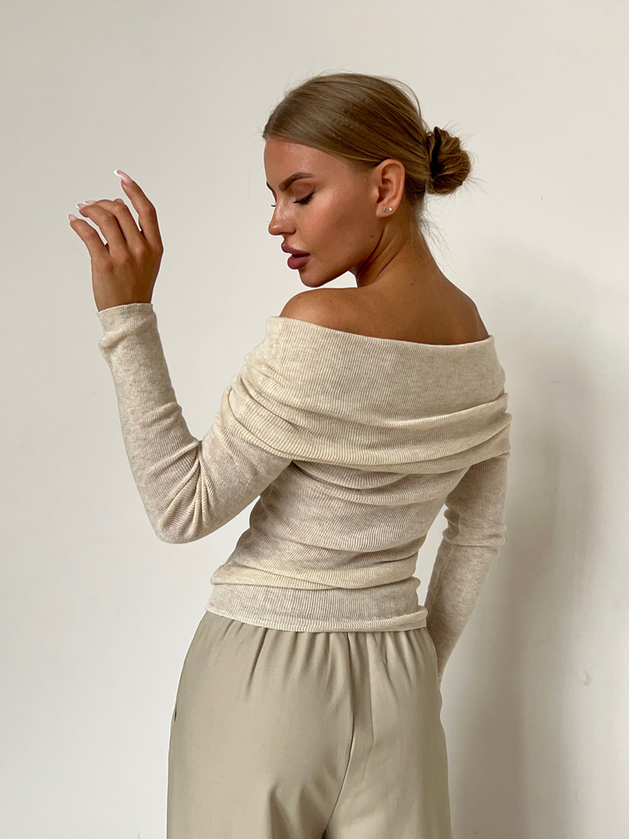 Elegante off-shoulder gebreide trui met lange mouwen – Isabella