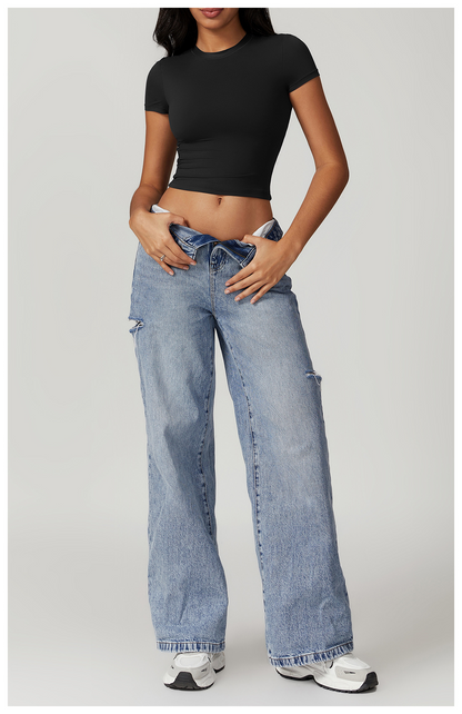 Casual cropped T-shirt met korte mouwen – Sophie
