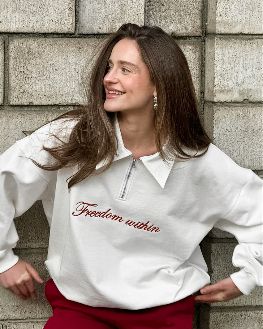 Oversized Zip-Up Polo Sweatshirt met Kraag – Sophie