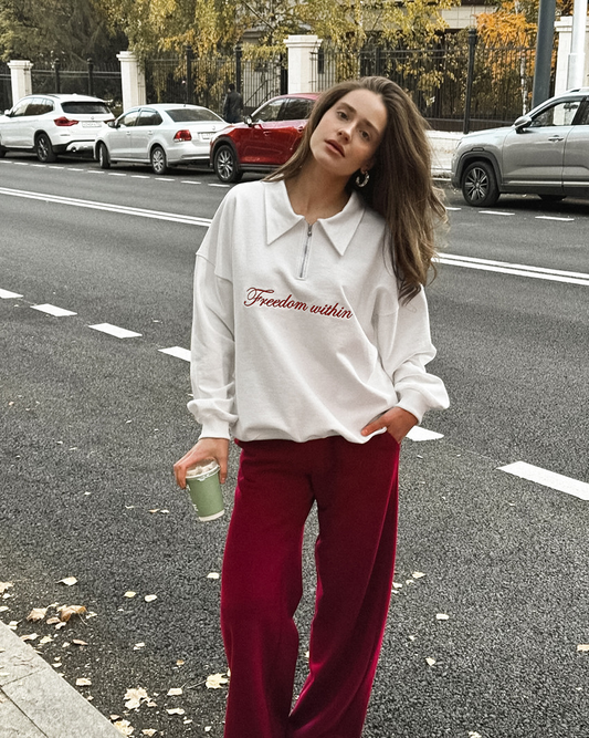 Oversized Zip-Up Polo Sweatshirt met Kraag – Sophie