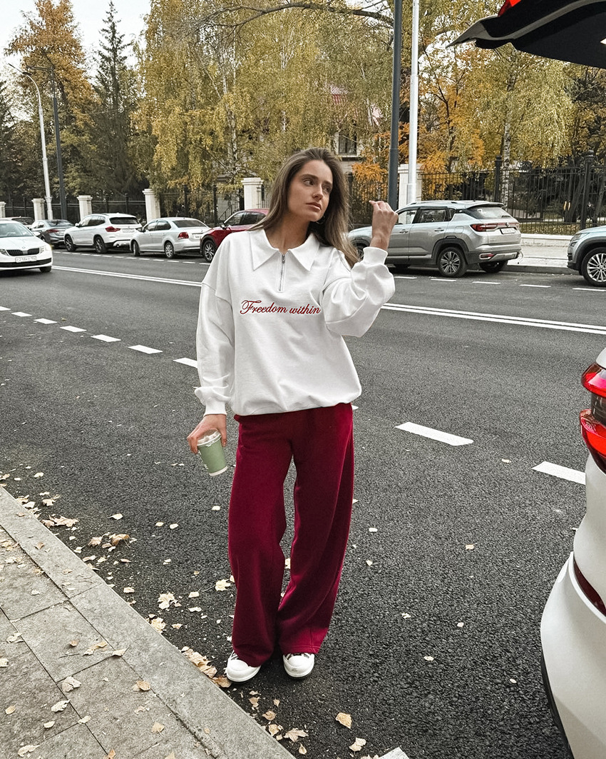 Oversized Zip-Up Polo Sweatshirt met Kraag – Sophie