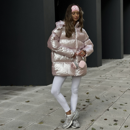 Oversized metallic satijnen pufferjas voor dames – Nova