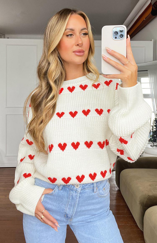 Losse gebreide harttrui voor een speelse look – Emma