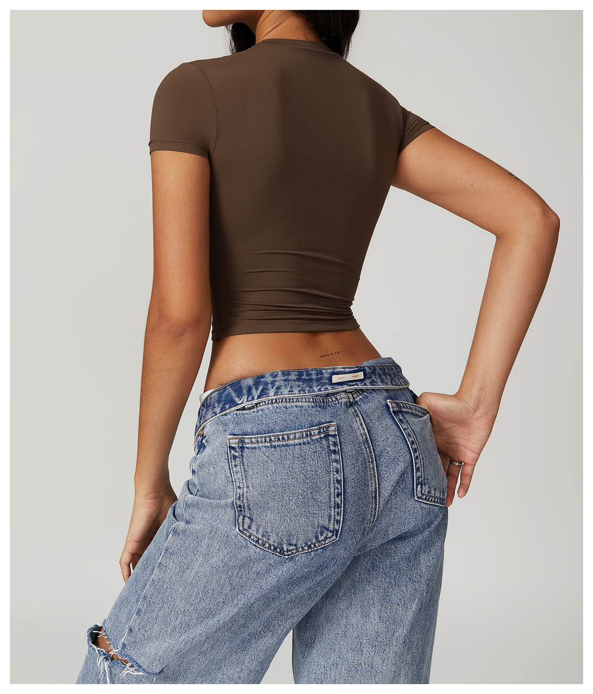Casual cropped T-shirt met korte mouwen – Sophie