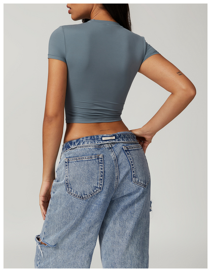 Casual cropped T-shirt met korte mouwen – Sophie