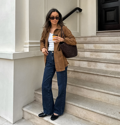 Oversized suède kraagjas met relaxte pasvorm – Mila