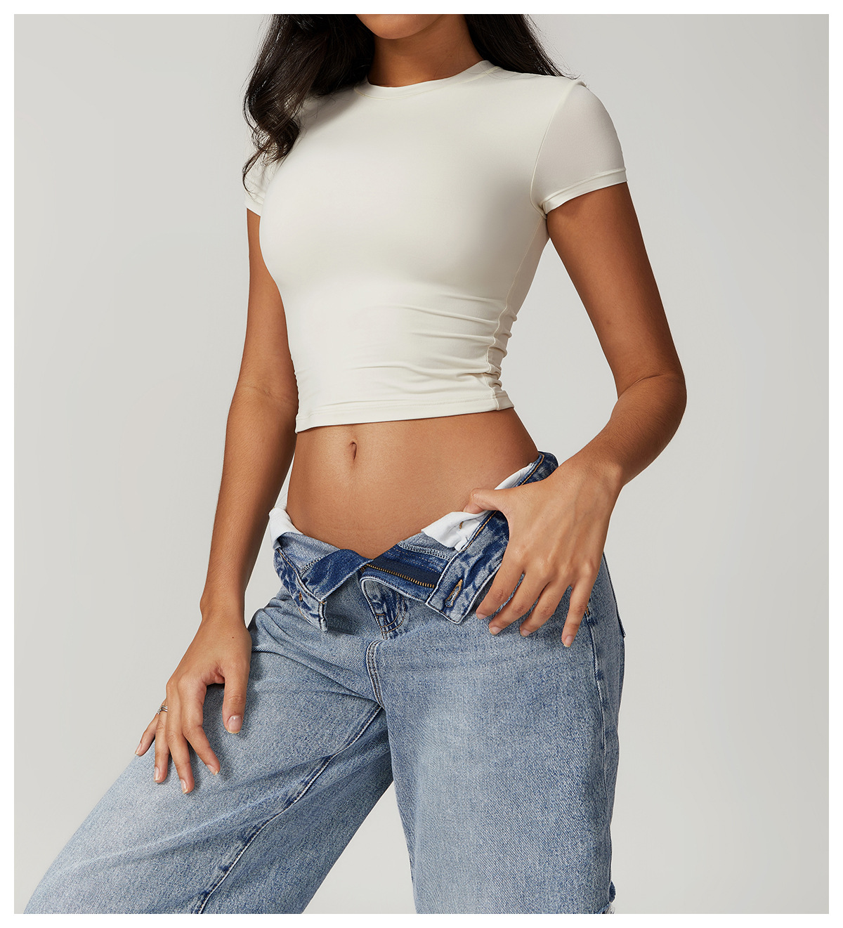 Casual cropped T-shirt met korte mouwen – Sophie